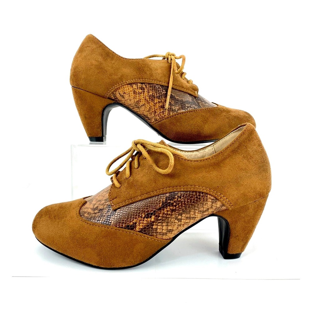 Masseys Heels Shoes Women's 7.5 M Tan Brown Pumps Oxfords 38 Two Tone